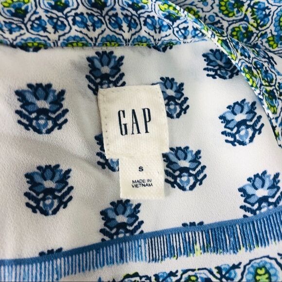 GAP Womens Small Sleeveless Blue Floral Shirtdress - Picture 6 of 8
